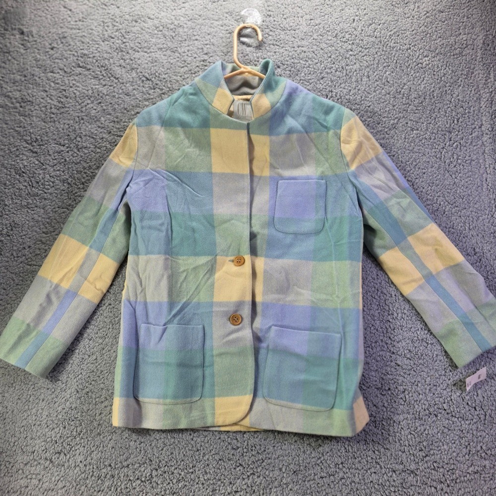 Clifford & Wills Wool Plaid Blazer Jacket Pastel Blue Yellow 82499 XL Vintage